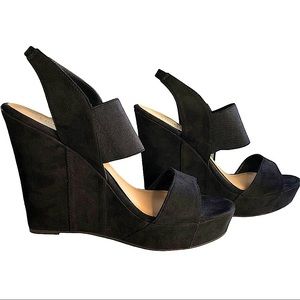 Black Peep Toe Platform Wedge heels size 8 1/2 Chinese Laundry